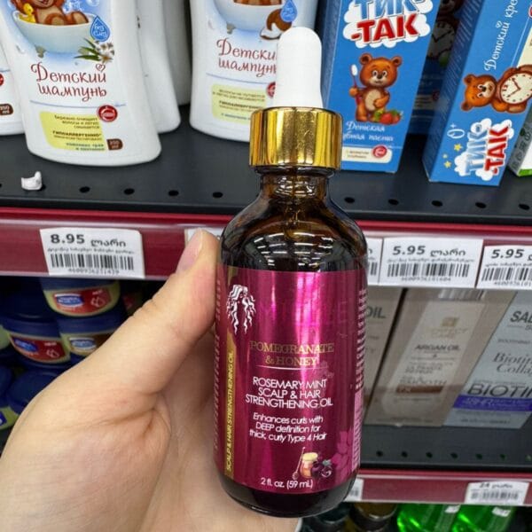 Mielle Pomegranate Honey Rosemary Mint Scalp Hair Strengthening Oil — თმისა და სკალპის გამაძლიერებელი მკვებავი ზეთი