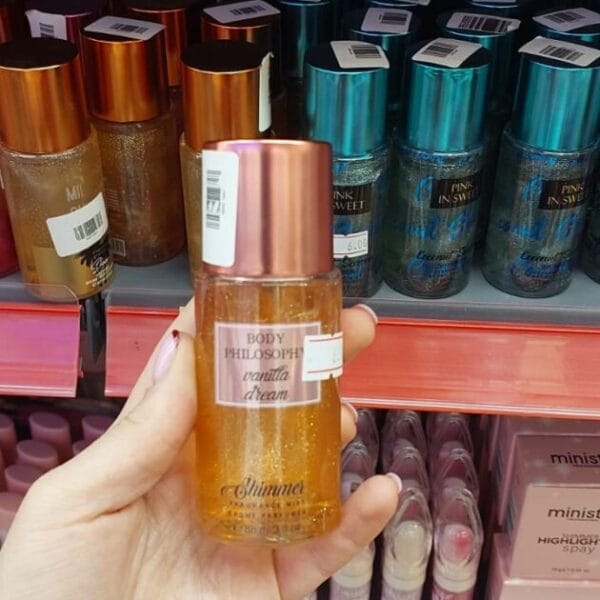 Body Philosophy Vanilla Dream ტანის ბრჭყვიალა სპრეი