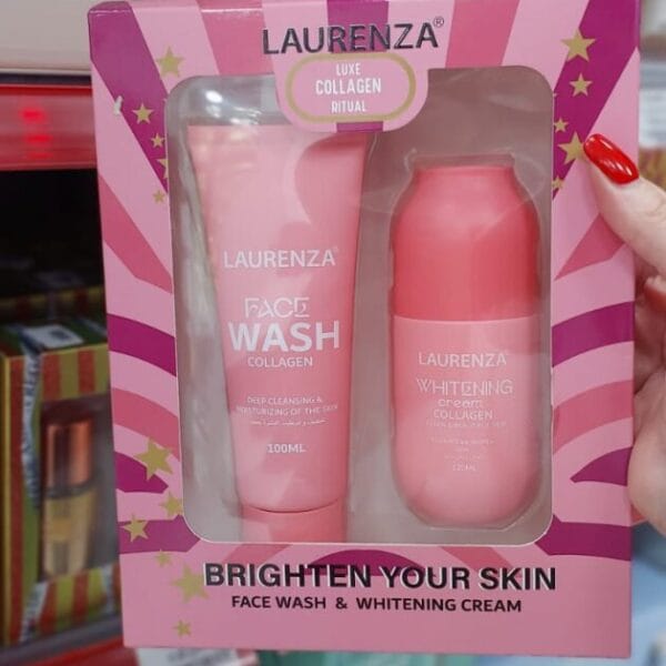 LAURENZA Collagen Face Wash & Whitening Cream სახის მოვლის ნაკრები
